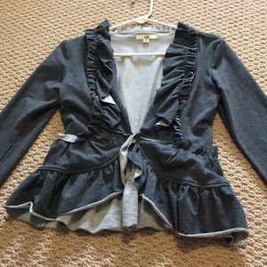 Ruffle front blazer